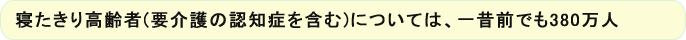 寝たきり高齢者(要介護の認知症を含む)については、一昔前でも380万人